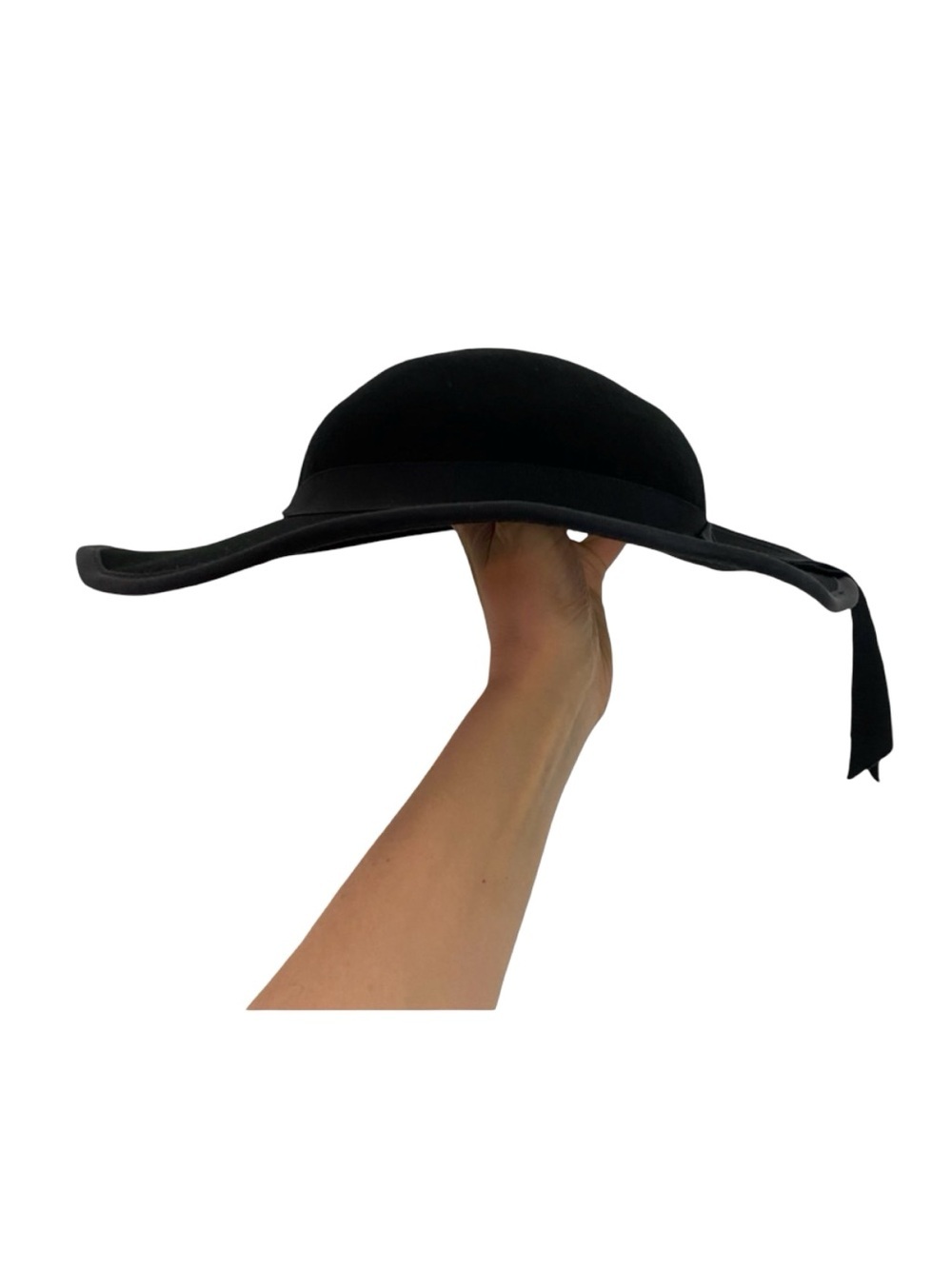 Bollman Hat Womens Small Black Vintage Wool Felt Doeskin Ribbon